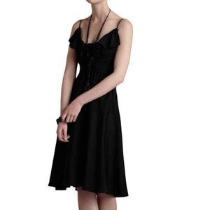 Quillaree‎ black silk cocktail dress 10